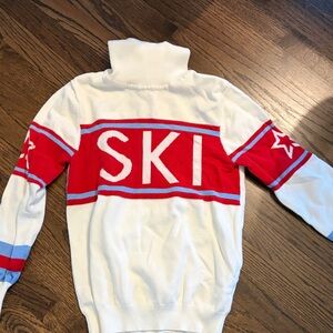 White and Red Turtleneck Sweater